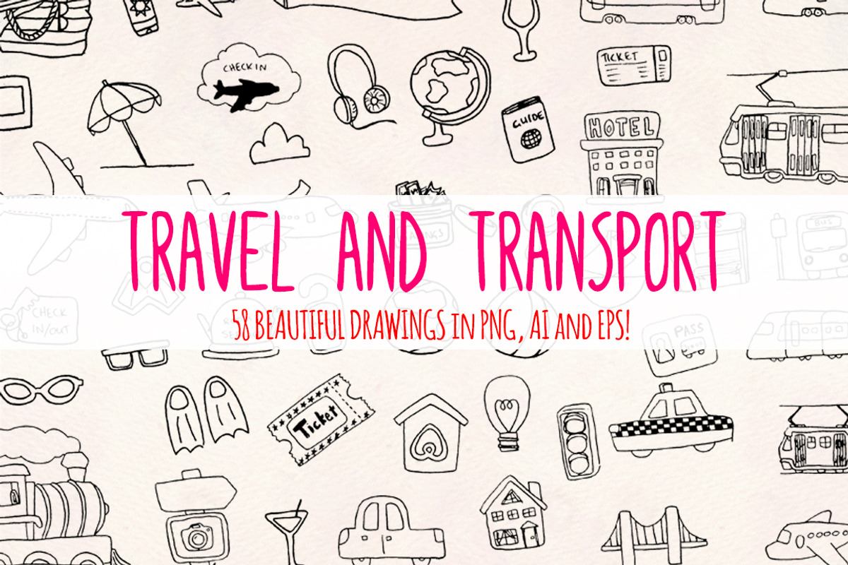 58 Travel Transport Holiday Elements, an Object Illustration by Violet LeBeaux (Photo 1 of 3)