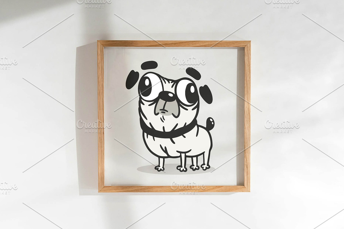 Cute Cartoon Pug Illustration Set, an Animal Illustration by DeShoff Art (Photo 4 of 5)