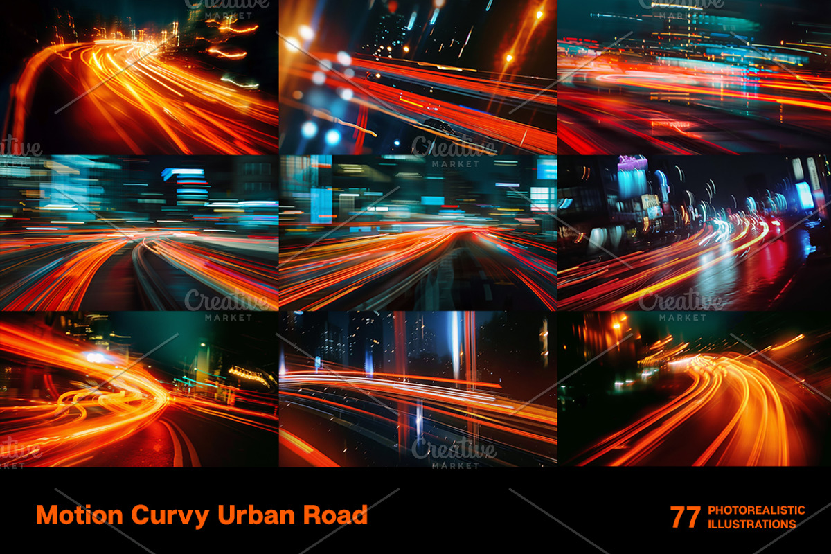 Motion Curvy Urban Roads. 77 images, an Abstract Photo by Handmadefont (Photo 5 of 15)