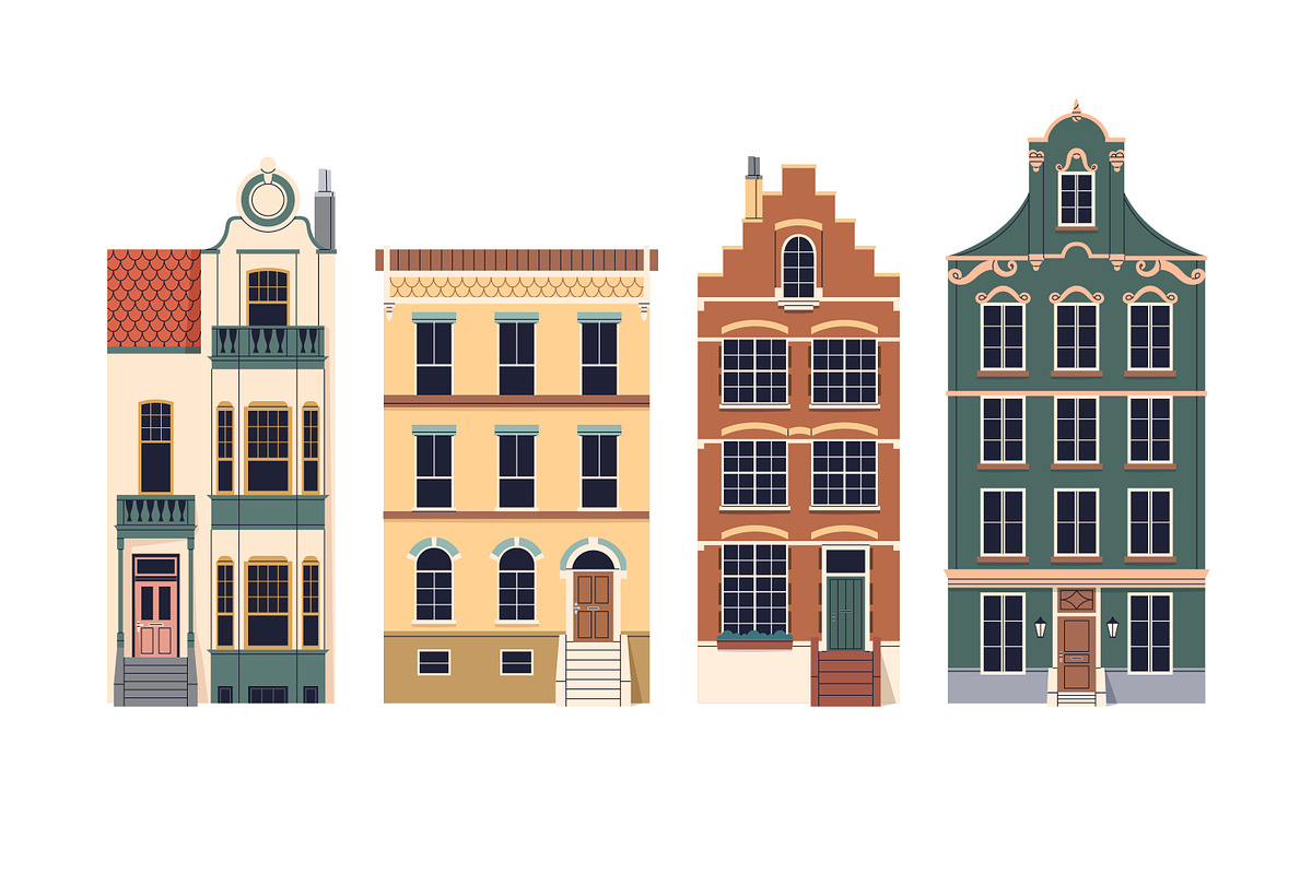English houses set. UK architecture, an Illustration by Good Studio (Photo 4 of 7)