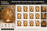 Beach Sunset Tealight Candle Holder, an Object Graphic by OTVEY DESIGN (Thumbnail 1 of 13)