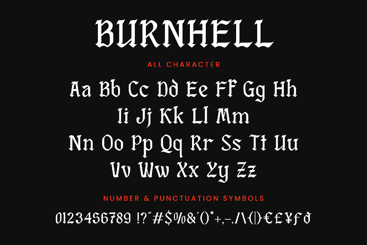 Burnhell - Blackletter Font, a Blackletter Font by AQR Studio (Photo 8 of 8)