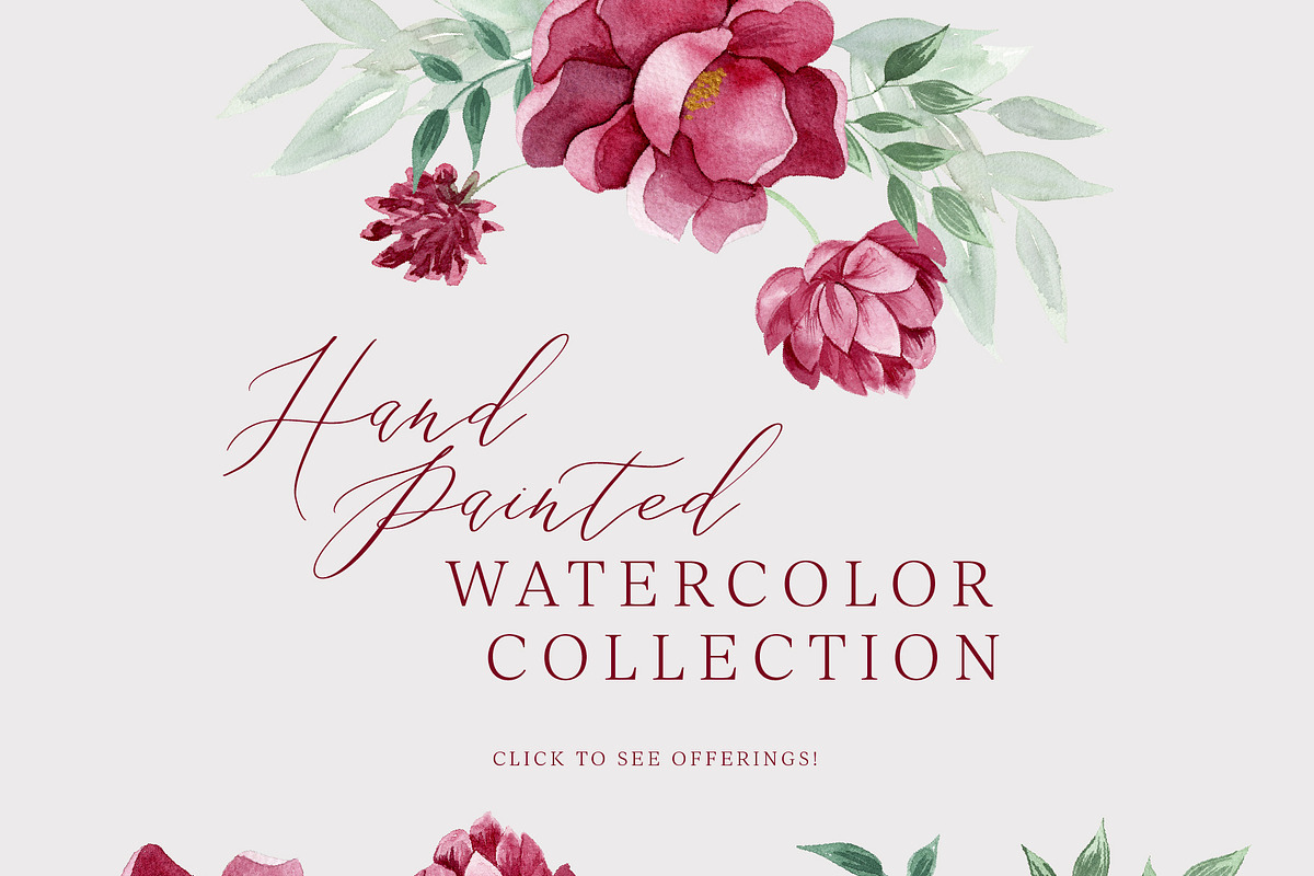Burgundy and Gold Floral Collection, an Illustration by One and Only Paper (Photo 3 of 6)