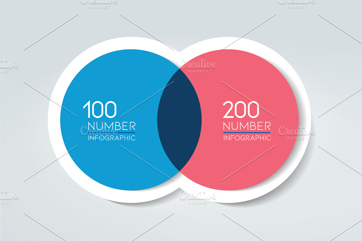 2 Circle connected 3D infographic., a Work Illustration by VectorAN