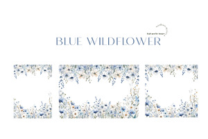 Blue Wildflowers Frame Clipart