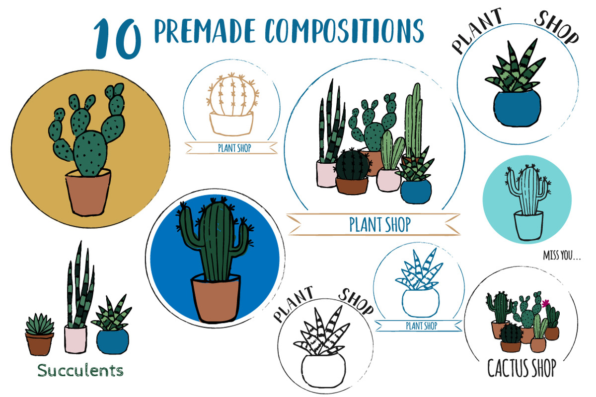 Vector Cacti and Succulents, a Decorative Illustration by 5August Art (Photo 4 of 7)