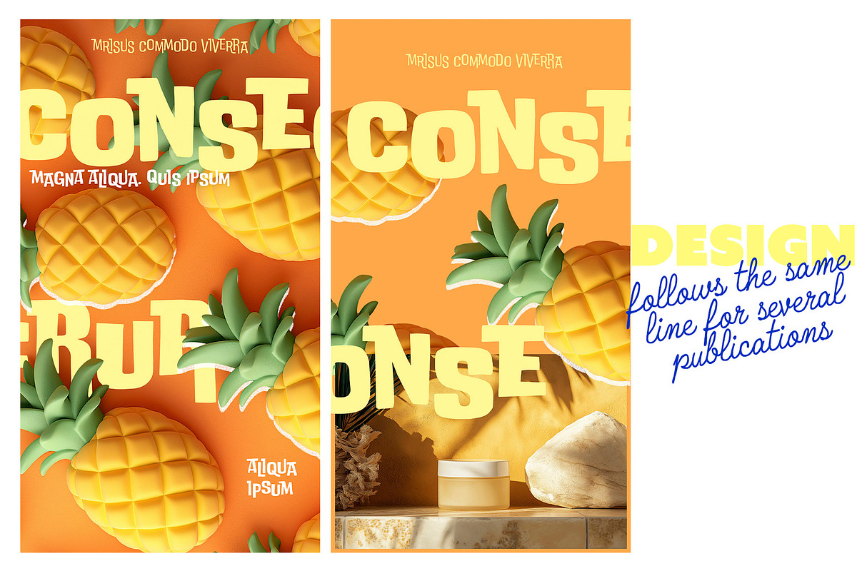 Colorful 3D Fruit Social Media Pack preview 5