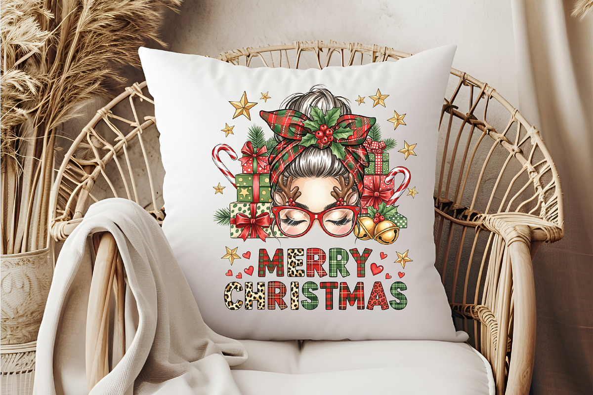 Merry Christmas messy bun png, an Illustration by DreamCafeArt (Photo 6 of 7)