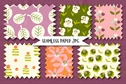 Retro Garden seamless patterns, an Illustration by Poppymoondesign (Thumbnail 5 of 7)