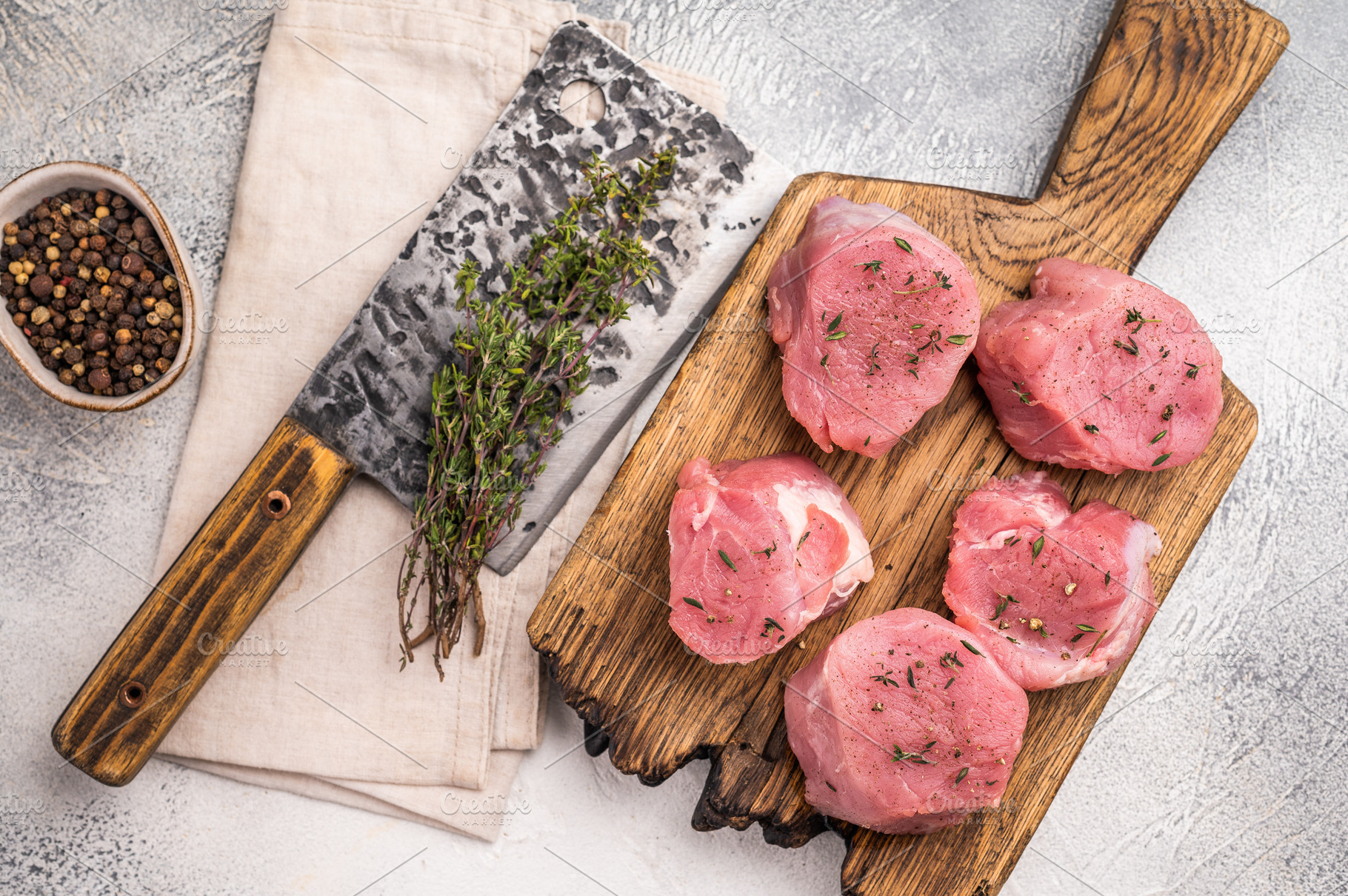 Juicy uncooked pork medallion, raw loin meat a versatile choice, a Food & Drink Photo by composter-box@mail.ru