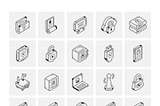 Isometric Data Security Icons, an Outline Icon by Vectors Market (Thumbnail 5 of 6)