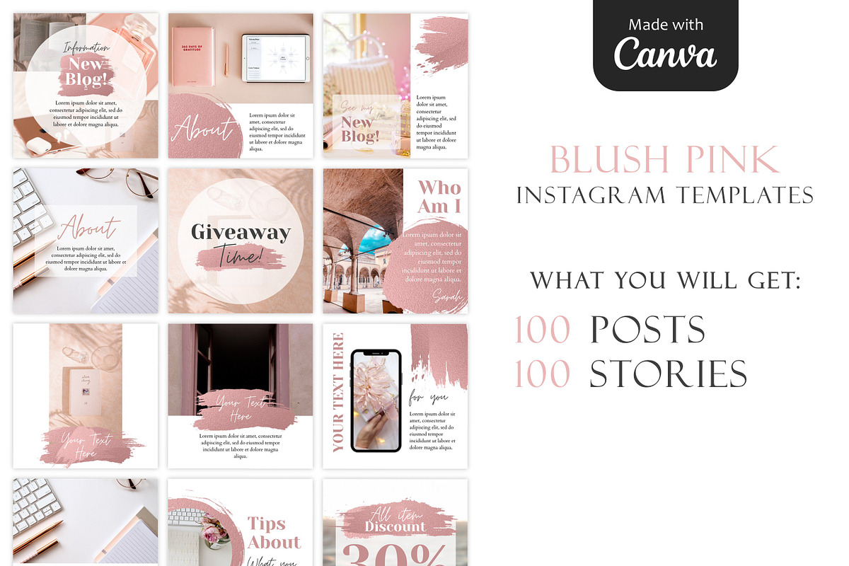 Blush Pink Instagram Template, a Social Media Template by Everyday Perfection (Photo 2 of 10)