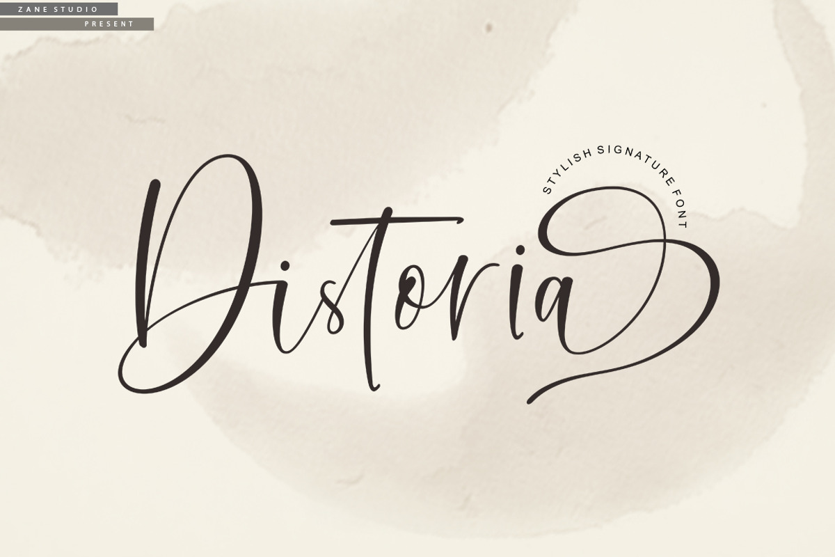Distoria Signature Script font, a Script Font by Zane Studio (Photo 1 of 9)