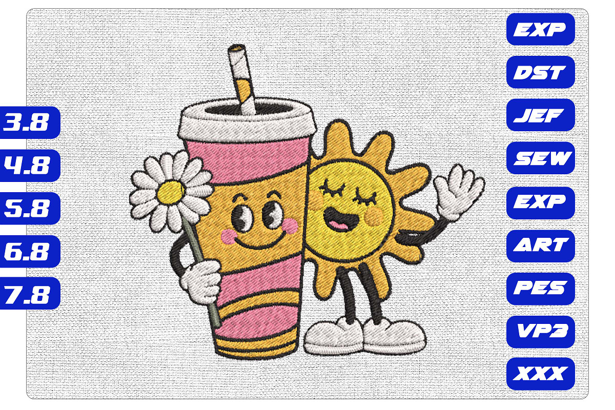 Sun & Soda Cup Machine Embroidery, an Illustration by Purpose Ekbal (Photo 1 of 3)