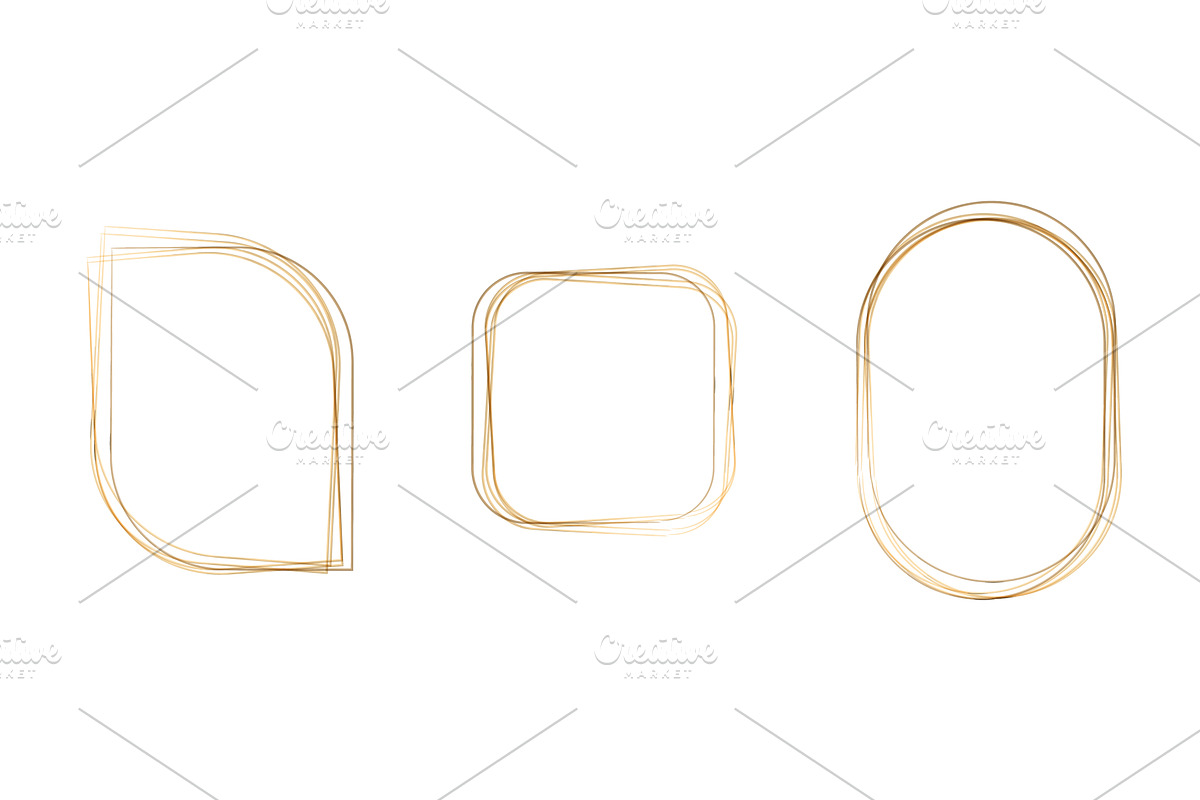 Golden watercolor frames set with, an Illustration by okskukuruza