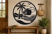Tropical Beach Circle Laser Cut SVG, an Object Graphic by DreamCafeArt (Thumbnail 2 of 3)