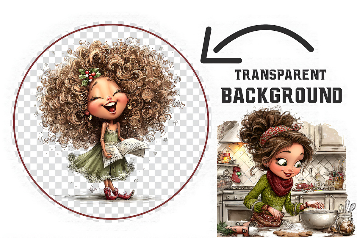 Whimsical Christmas Girl Clipart, an Illustration by Libby Wishes (Photo 3 of 7)