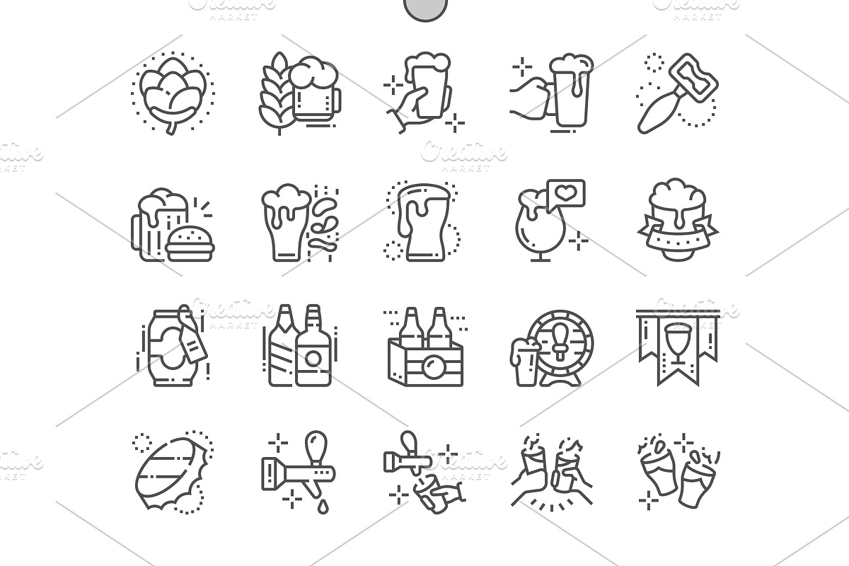 Beer Line Icons, an Outline Icon by Palau