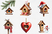 Christmas Bird House Clipart Bundle, an Illustration by CrexoraLab (Thumbnail 2 of 5)