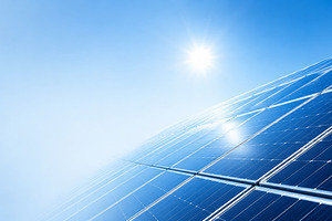 Solar panels under bright sun with c, a Photo by Dvoevnore photos
