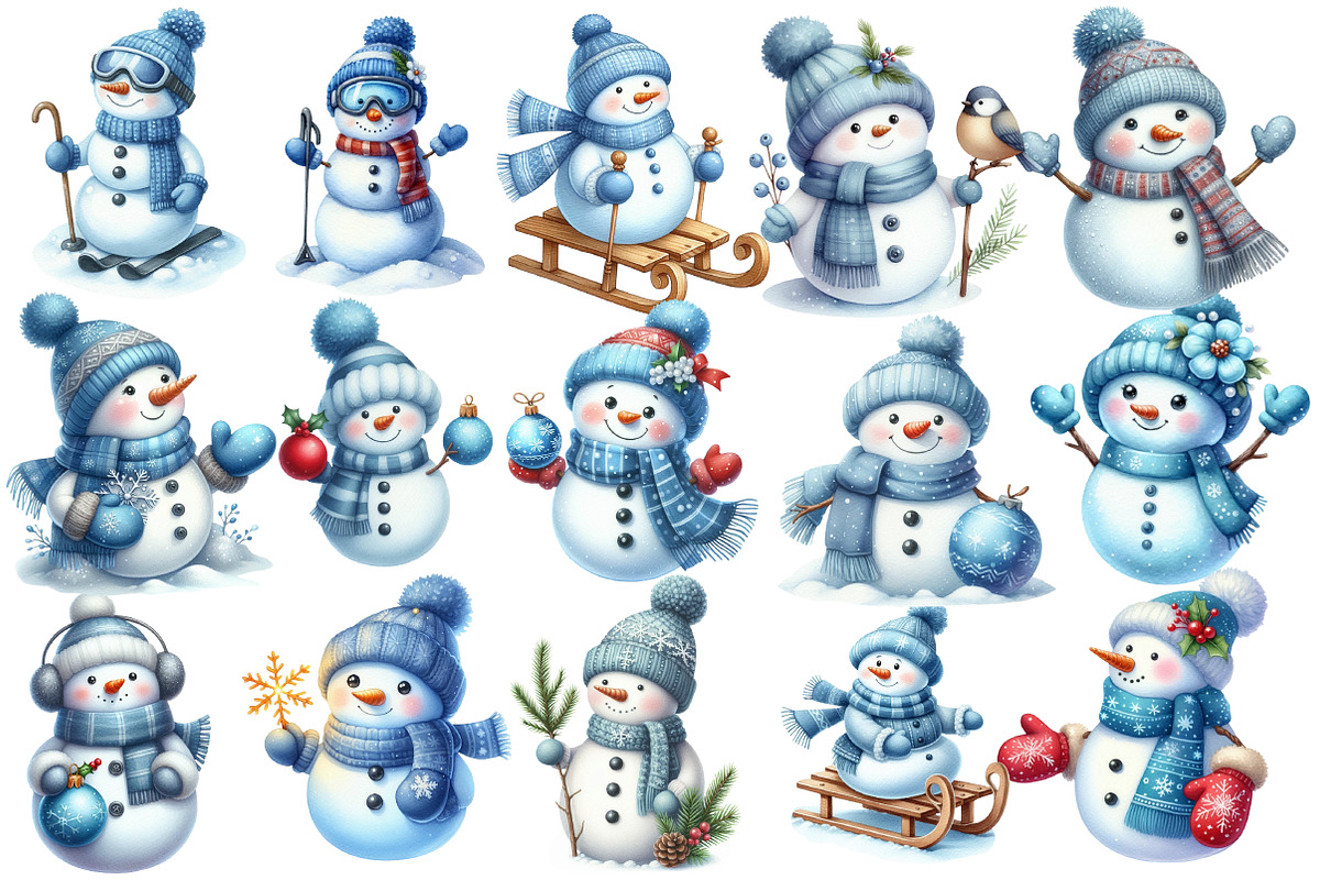 Blue Snowman Clipart, an Illustration by Designworld (Photo 3 of 5)