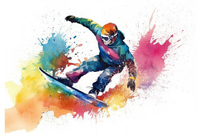 Snowboard Sport Watercolor. Generate