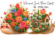 Cute Whimsical Snail Flower Clipart, a Seasonal Illustration by SVGArt (Thumbnail 5 of 5)