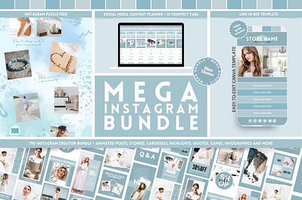 Blue Instagram Mega Bundle