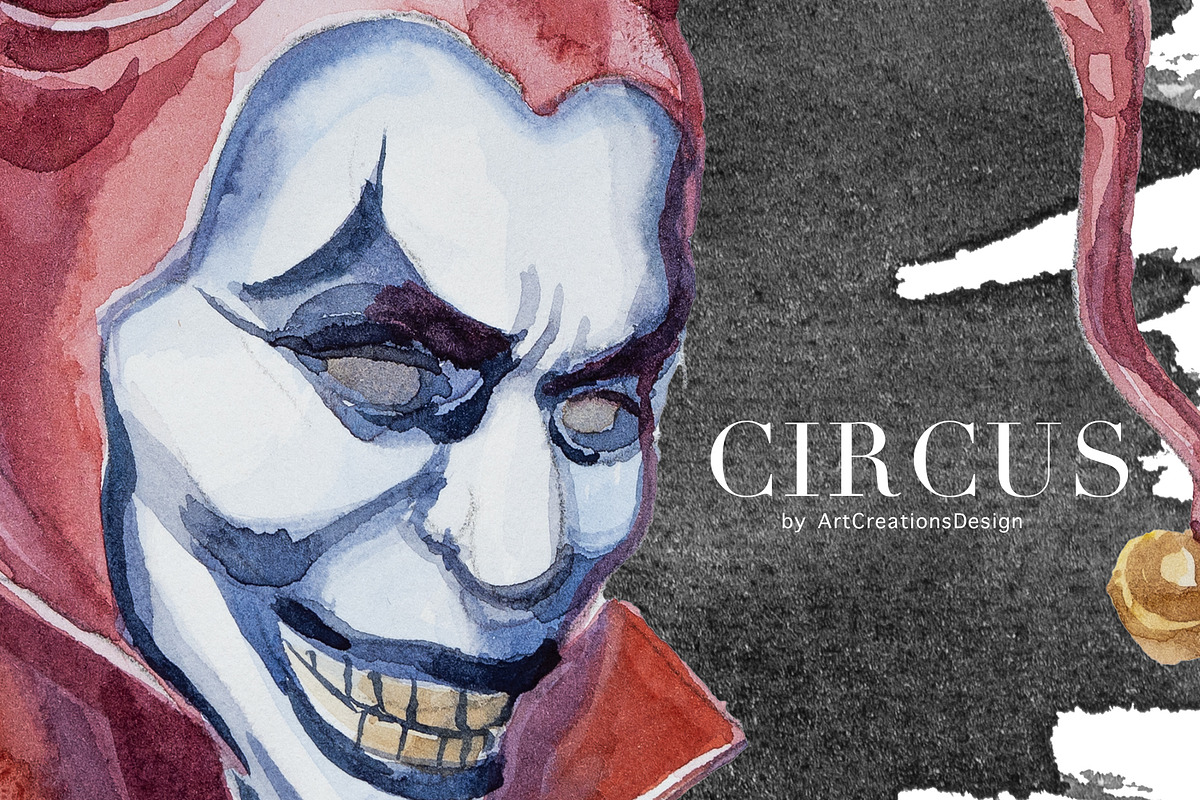 Watercolor Circus Clipart Set, a Seasonal Illustration by ArtCreationsDesign (Photo 6 of 8)