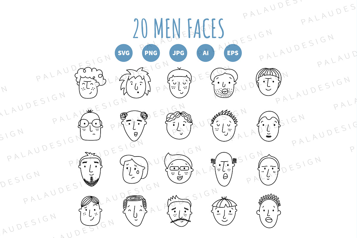 Hand Drawn Men Faces, a Person Illustration by Palau (Photo 8 of 8)