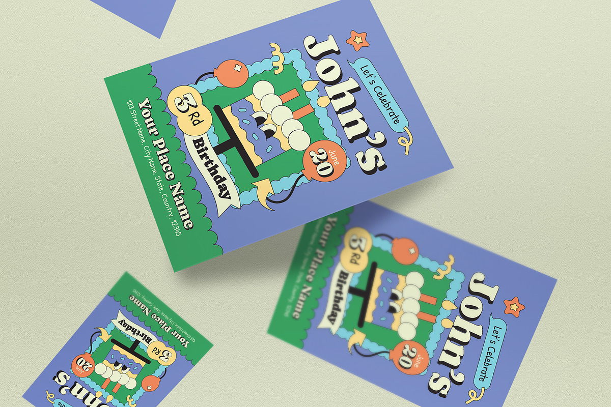 Cartoon Kids Birthday Invitation, an Invitation Template by graphicook (Photo 3 of 3)