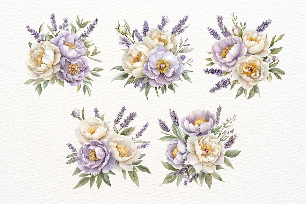 Watercolor Purple Peony Clipart, a Decorative Illustration by Nicolle's Colorful Art (Photo 3 of 6)