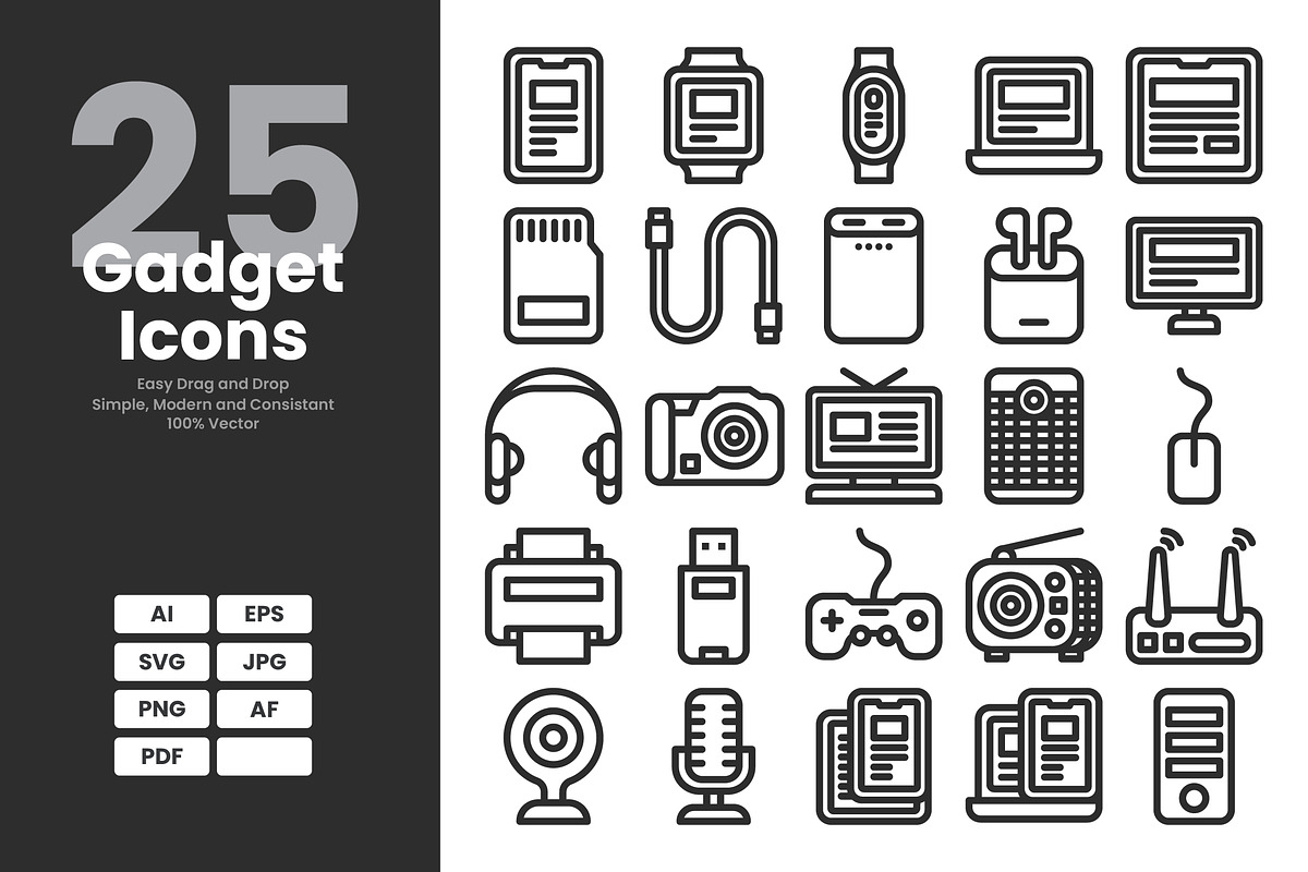 Gadget icons, an Outline Icon by erifqizeicon (Photo 1 of 3)
