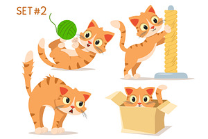 Set of character cats. Cat playing, an Animal Illustration by innakreativ