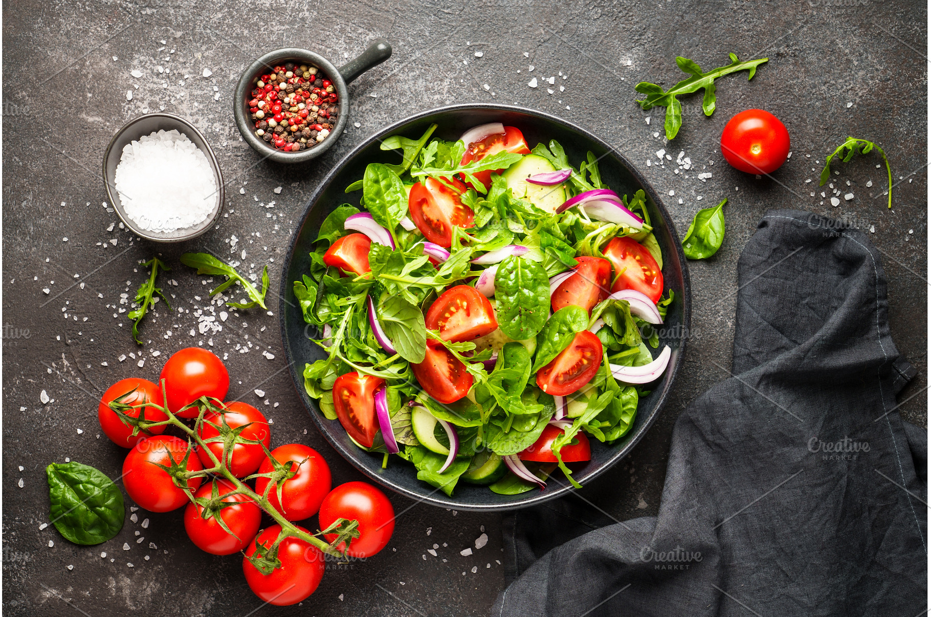 Fresh salad with leaves and, a Food & Drink Photo by Nadia-nb