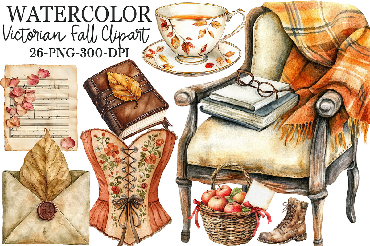 19th Century Victorian Fall Clipart, an Illustration by Rose Art