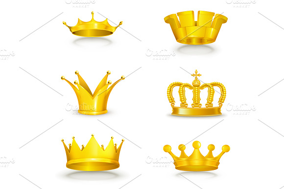 Golden crowns, vector icons preview 4