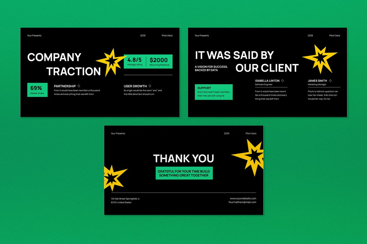 Black Green Pitch Deck PPT, a Presentation Template by graphicook (Photo 5 of 5)