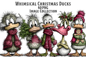 Christmas Whimsical Duck Clipart, an Illustration by Dream Creation