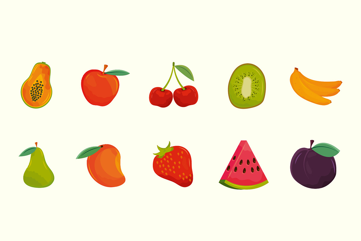 Fresh Fruits Illustration Set