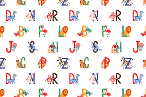 Seamless Pattern With Cute Alphabet