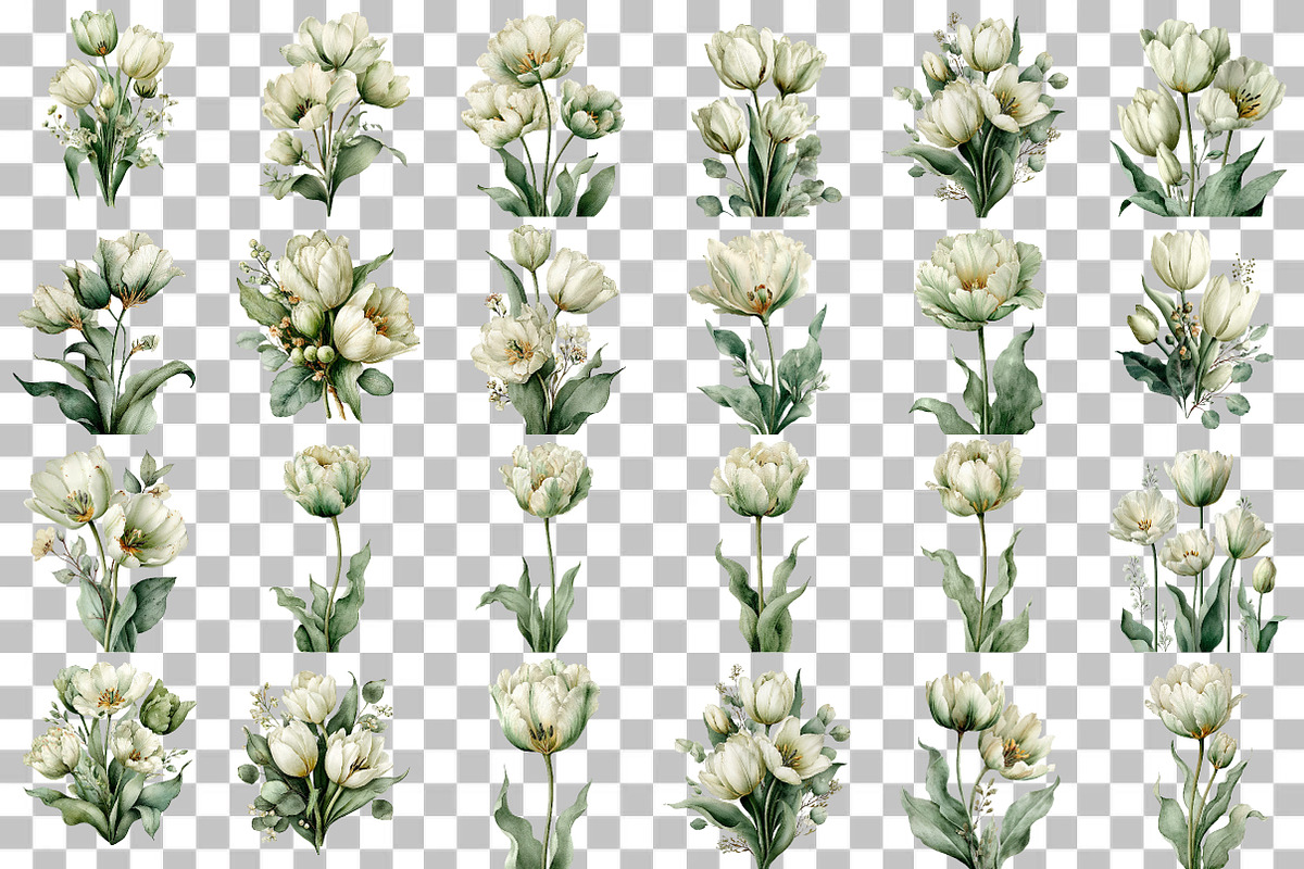 Tulip Whisper Watercolor Clipart, an Illustration by DreamCafeArt (Photo 3 of 6)
