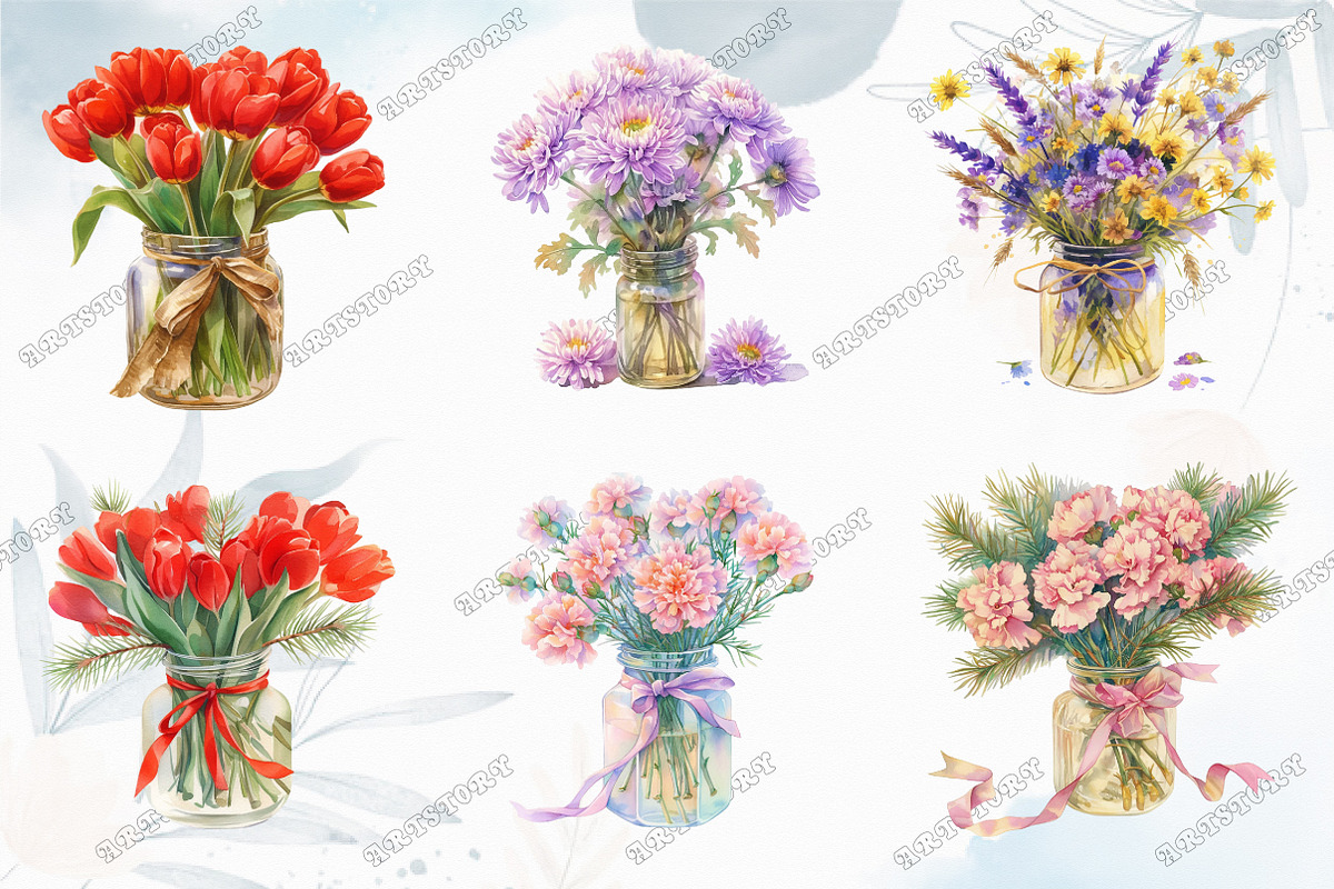 Christmas Flowers in Jar Clipart, an Illustration by designcity5 (Photo 3 of 5)
