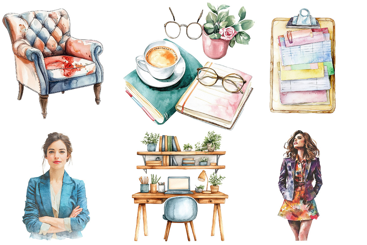 Watercolor Lady Boss Clipart, an Illustration by Designking (Photo 3 of 5)
