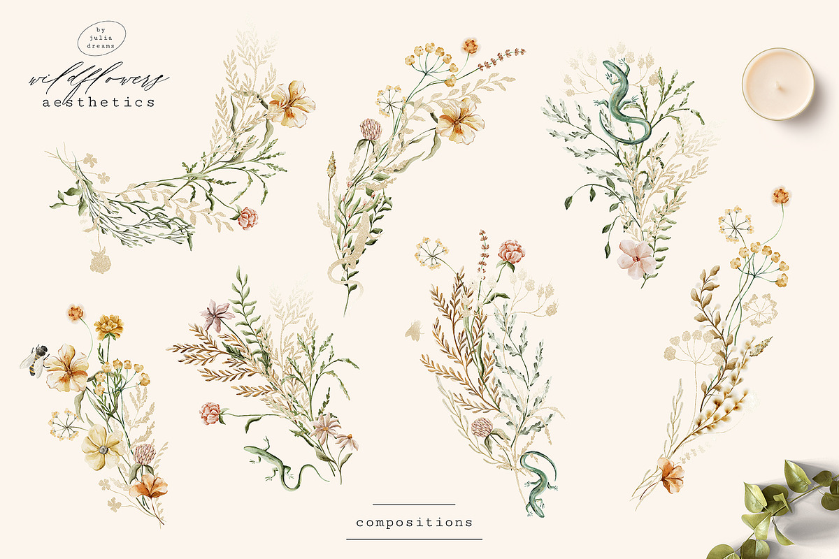 Wildflowers Aesthetics Watercolor, a Texture Illustration by Julia Dreams (Photo 6 of 8)