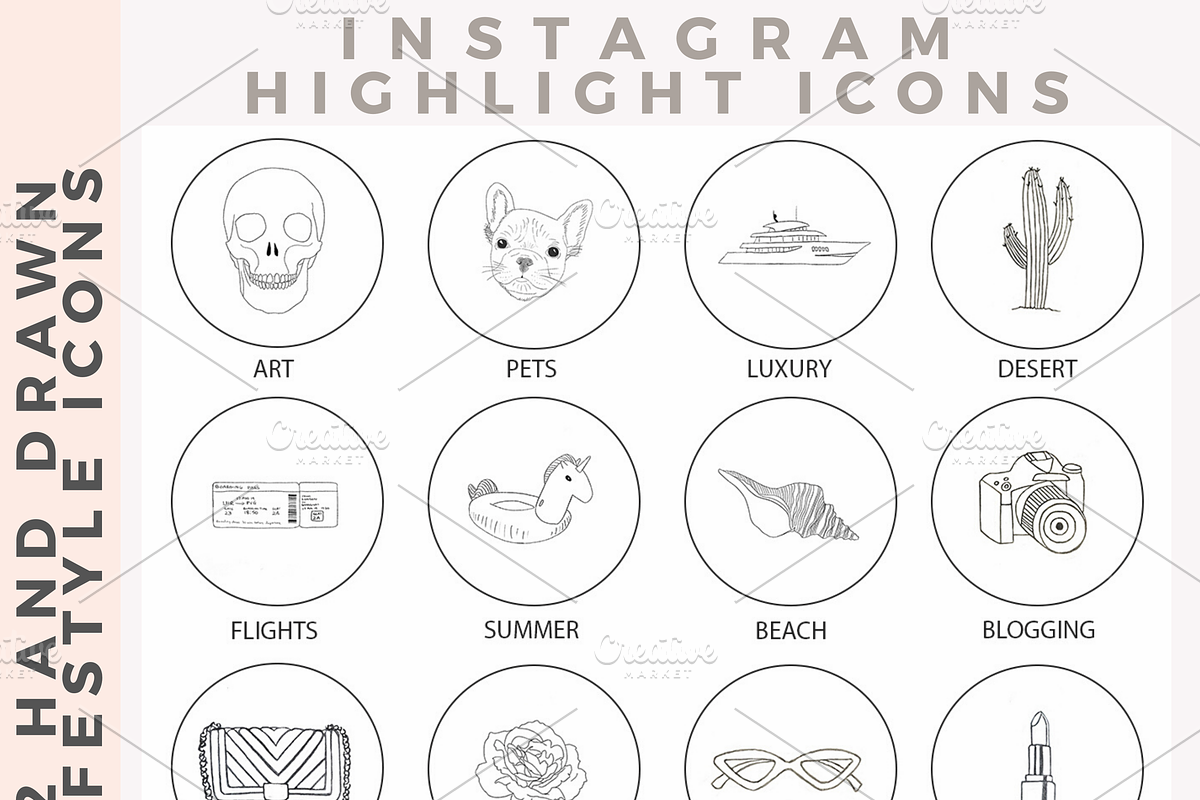 62 Instagram Story Icons Hand Drawn, a Social Media Template by Masters of Instagram (Photo 1 of 9)