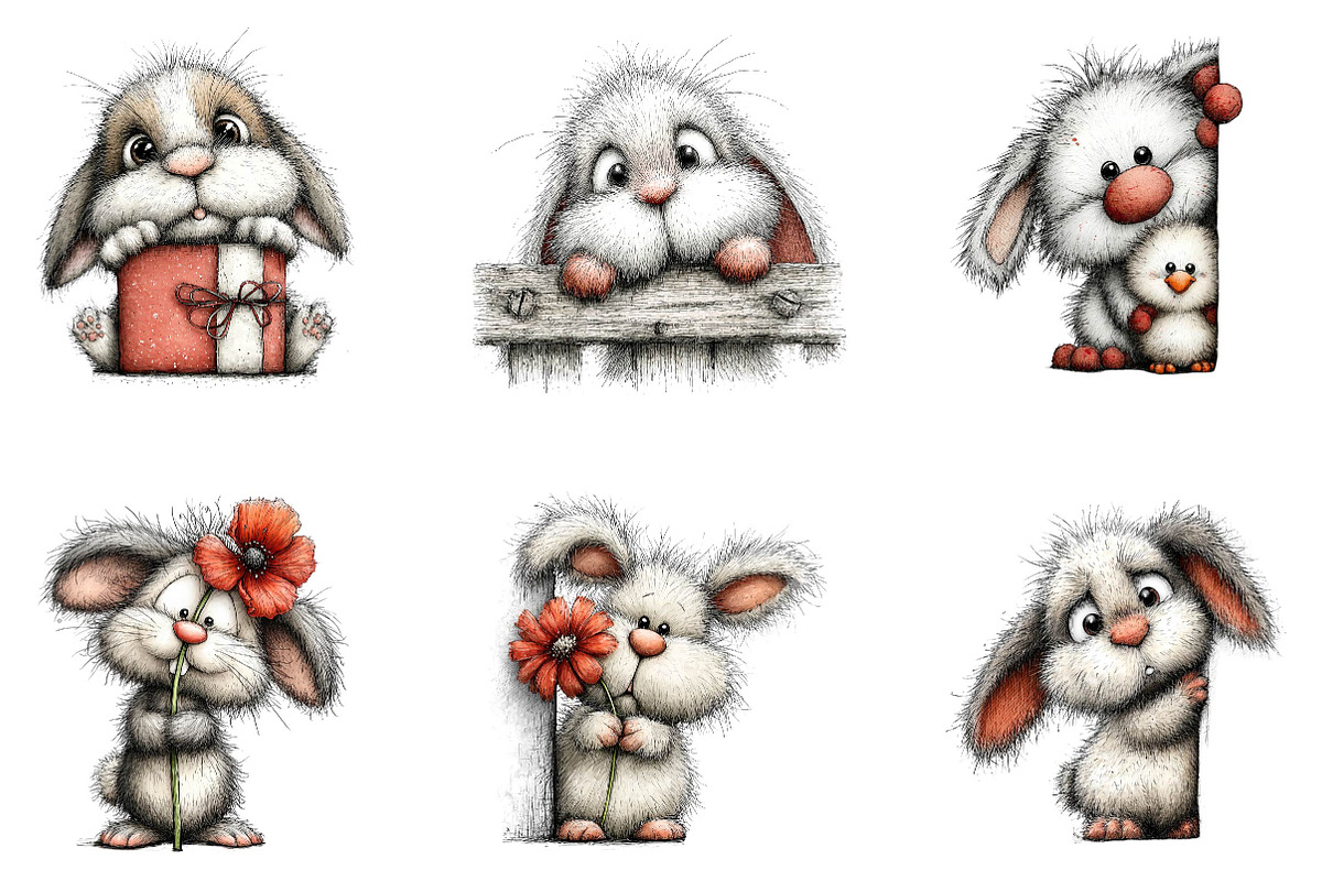 Funny easter bunny peeking clipart, an Illustration by CreationArt (Photo 5 of 7)