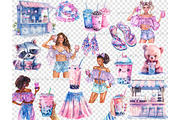 Bubble Tea Clipart Drinks PNG Bundle, a Food Illustration by GlamArtZhanna (Thumbnail 6 of 6)