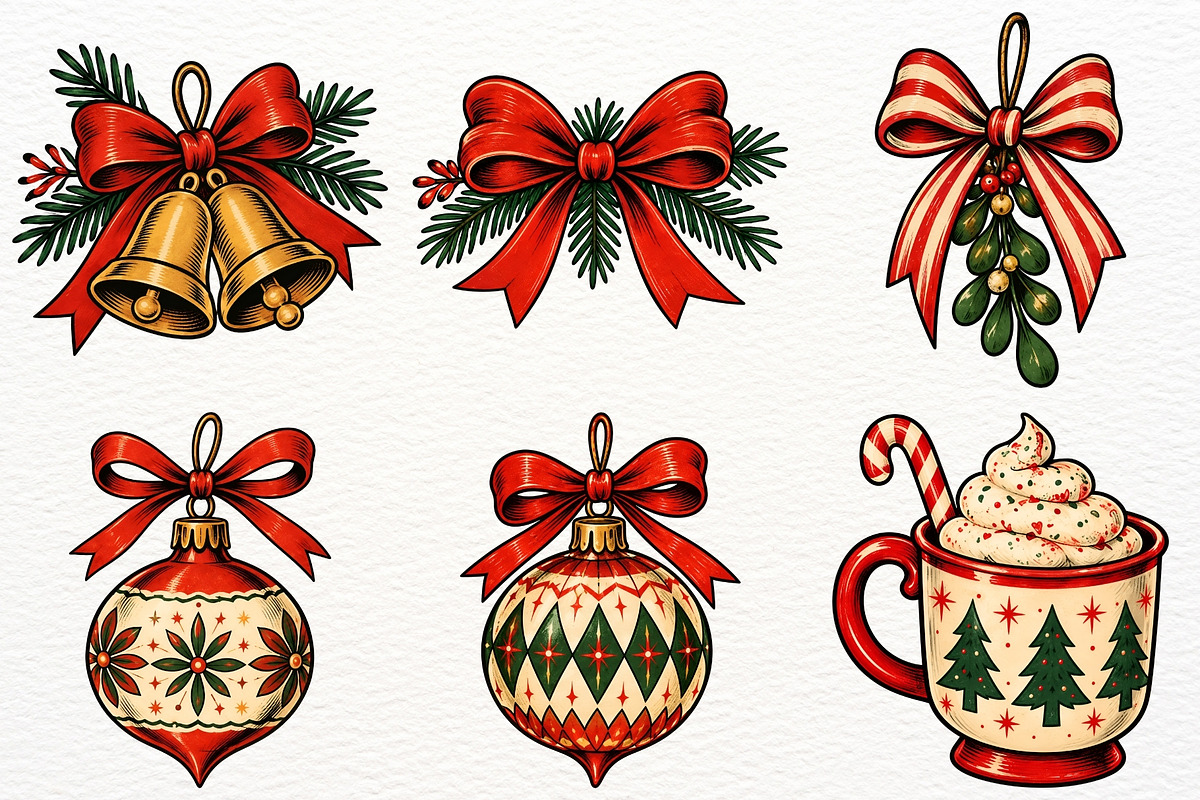 Retro Christmas Clipart Santa Claus, a Seasonal Illustration by SugarCloudStudioArt (Photo 5 of 6)