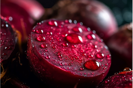 Beetroot half slice water drops, a Food & Drink Photo by Ylivdesign